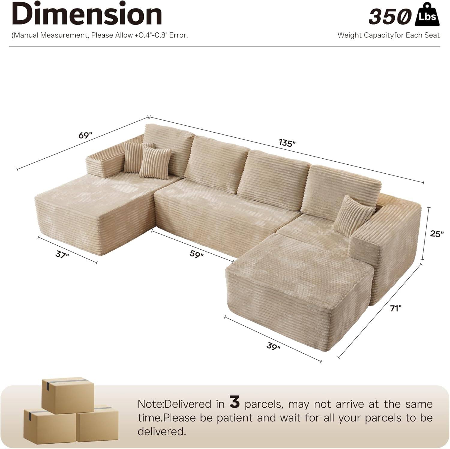 Sectional Cloud Couch for Living Room