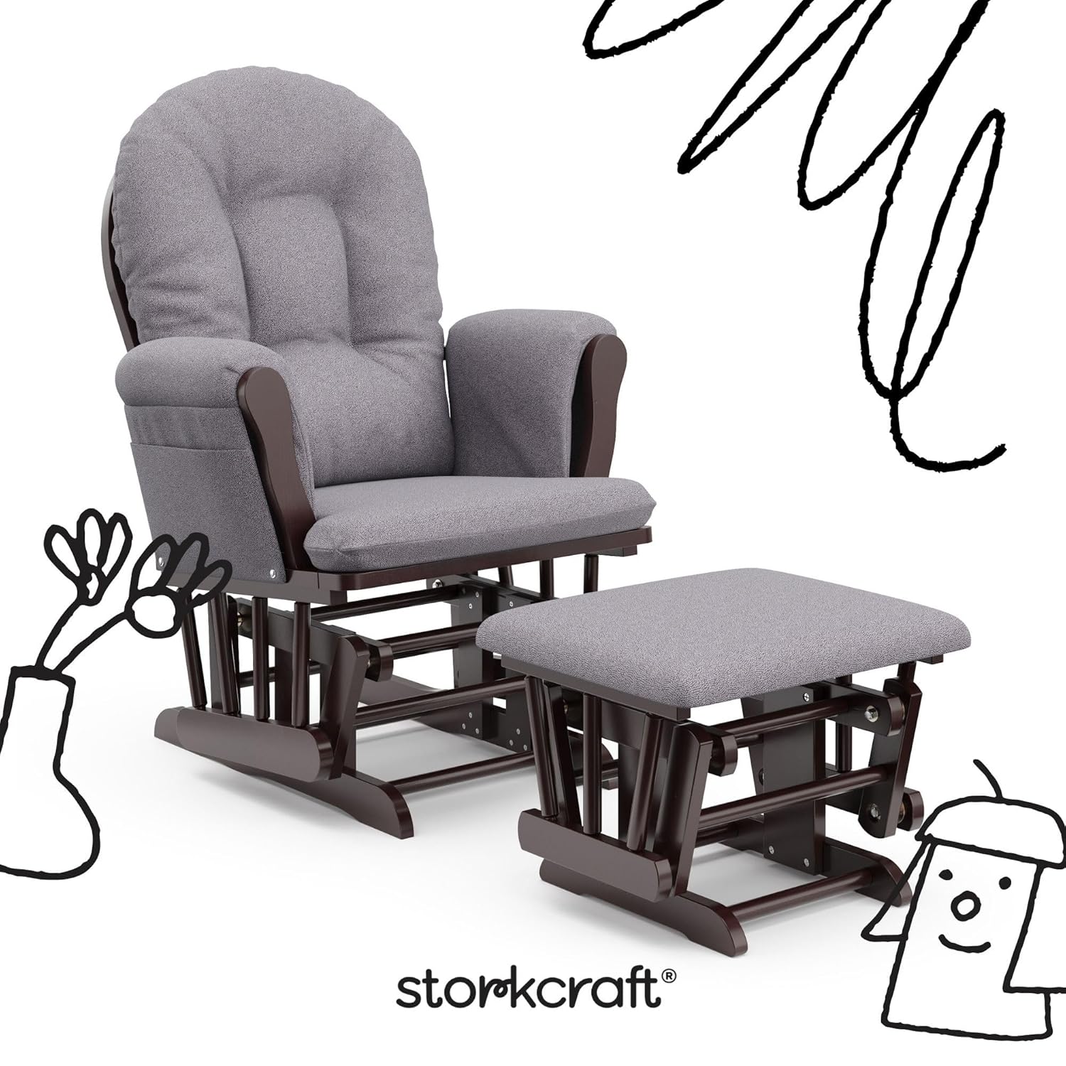 Storkcraft Premium Hoop Glider & Ottoman