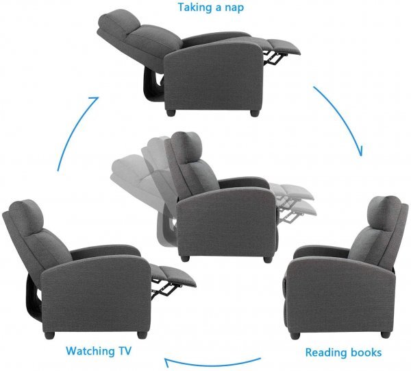 Recliner Chair Adjustable Single Sofa Fabric Recliner