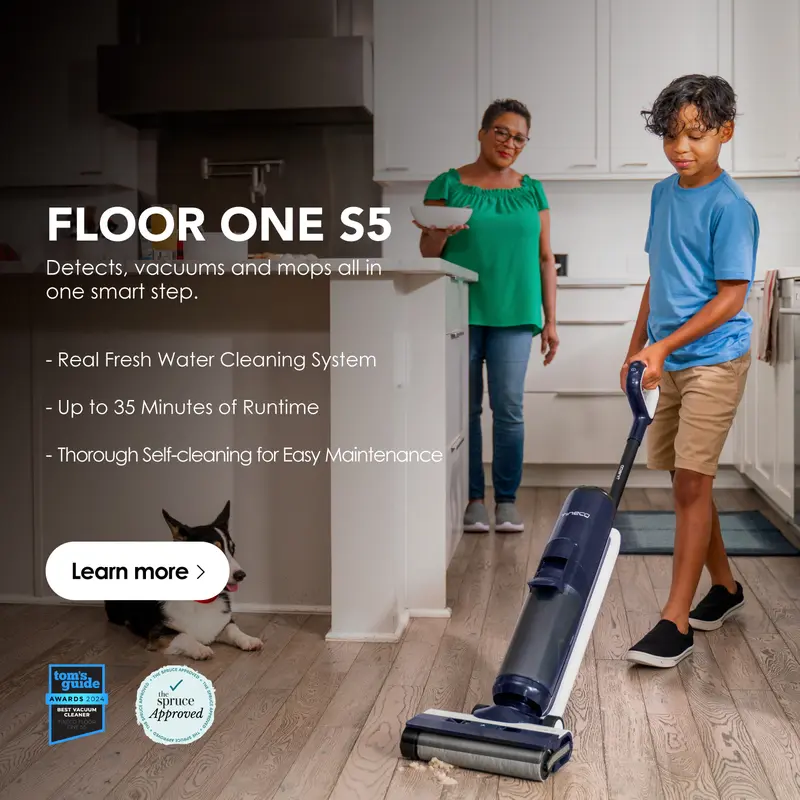 Tineco FLOOR ONE S5 Smart Cordless Wet-Dry Vacuum Cleaner and Mop for Hard Floors, Digital Display, Long Run Time, Great for Sticky Messes and Pet Hair, Space-Saving Design