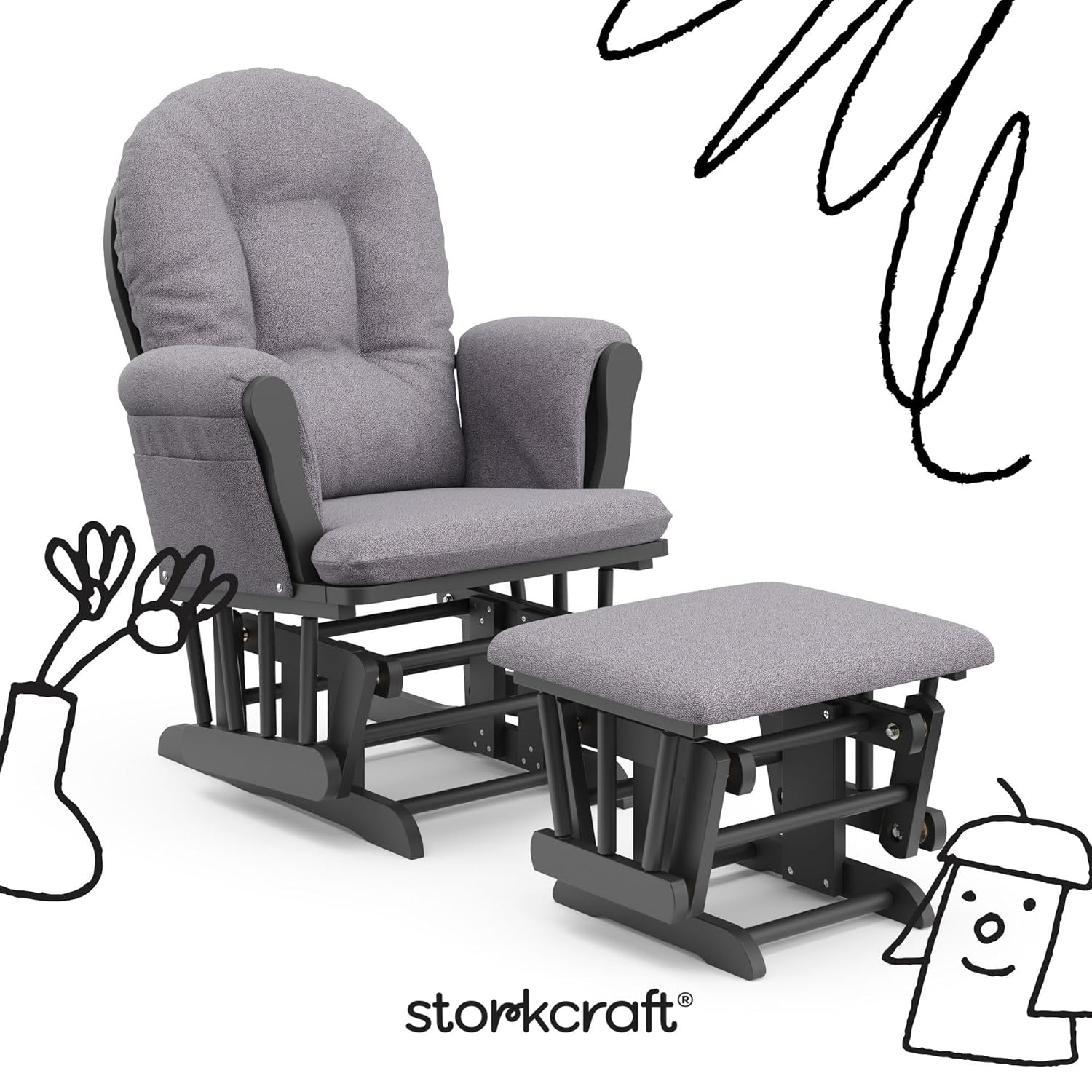 Storkcraft Premium Hoop Glider & Ottoman