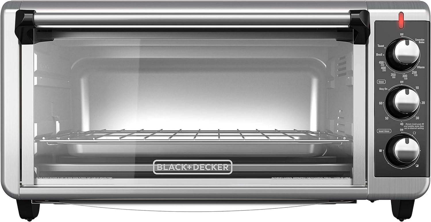 BLACK+DECKER 8-Slice Extra Wide Convection Toaster Oven, TO3250XSB, Fits 9