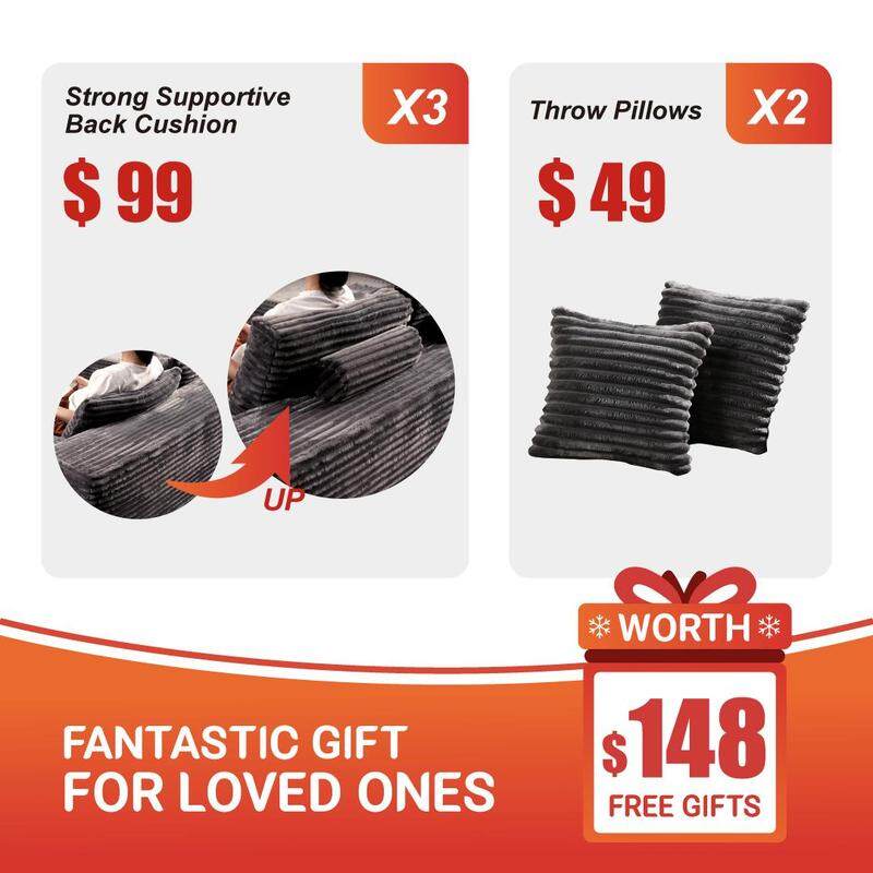 [2 Packs Shipped] Corduroy Cloud Velvet Sectional Sofa