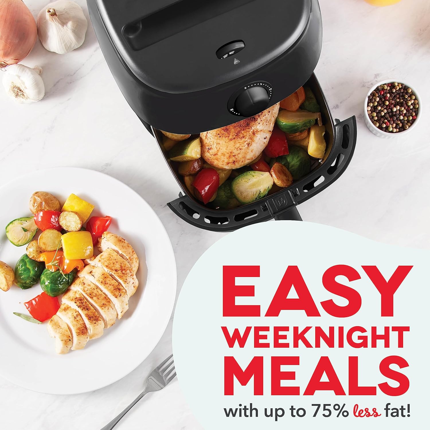 DASH Tasti-Crisp™ Electric Air Fryer Oven, 2.6 Qt., Aqua – Compact Air Fryer for Healthier Food in Minutes, Ideal for Small Spaces - Auto Shut Off, Analog, 1000-Watt
