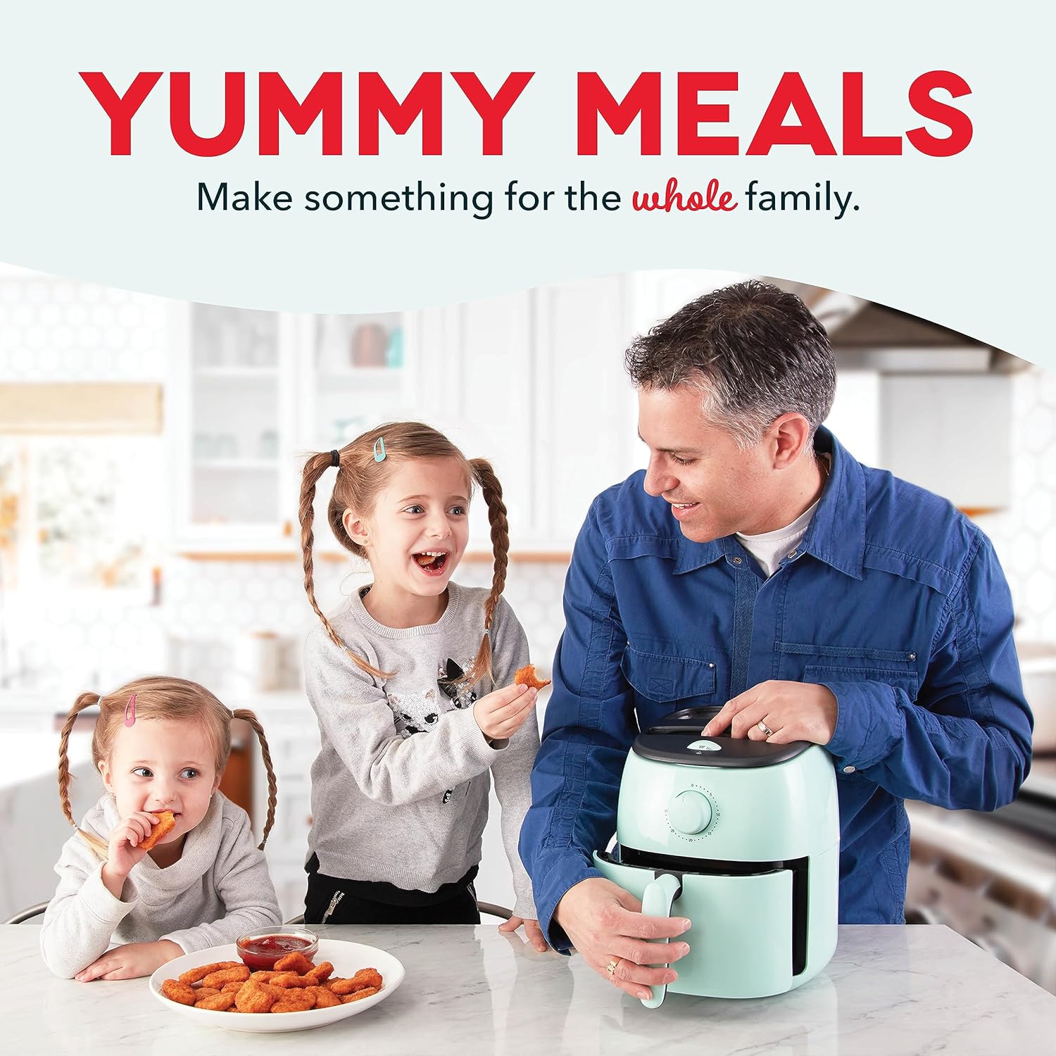 DASH Tasti-Crisp™ Electric Air Fryer Oven, 2.6 Qt., Aqua – Compact Air Fryer for Healthier Food in Minutes, Ideal for Small Spaces - Auto Shut Off, Analog, 1000-Watt