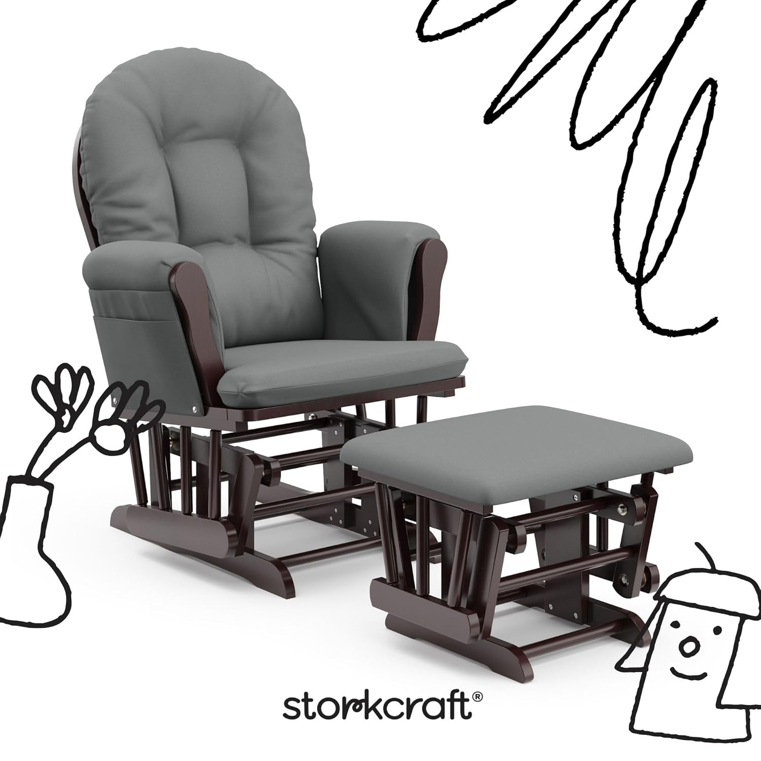 Storkcraft Premium Hoop Glider & Ottoman