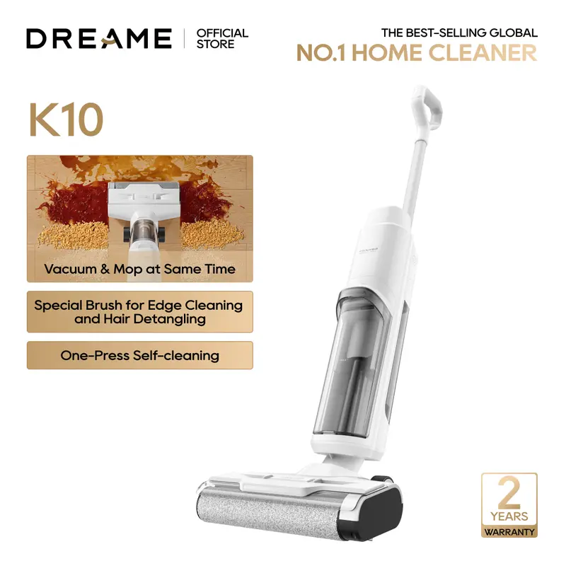 DREAME K10 Wet Dry Vacuum Cleaner, Smart Floor Cleaner Cordless Vacuum and Mop for Hard Floors, 30min Seamless Cleaning, Cleans Itself, 540RPM Brush Darts through Dirt with Ease, Expressive Voice Prompts, Real-Time Interaction