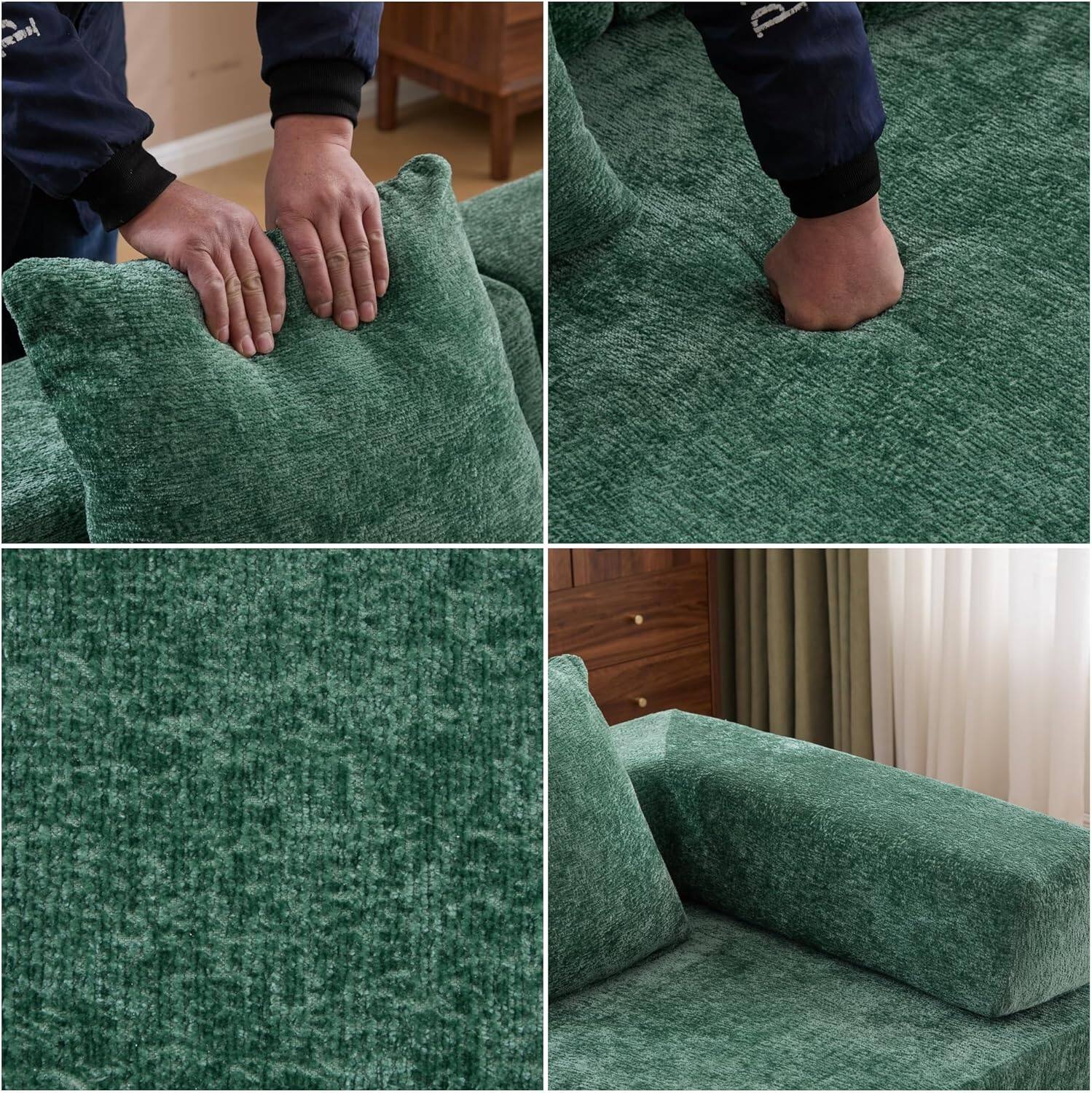 Chenille sofa bed with fixed shape frame