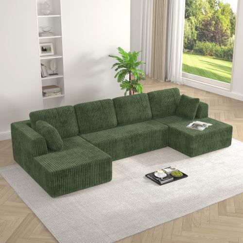【3 Packs Shipped】[2 Free Pillows] Niccae Large U-Shaped Sectional Sofa