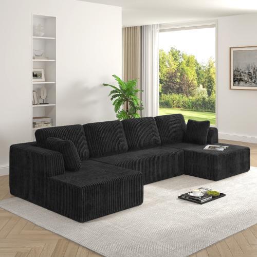 【3 Packs Shipped】[2 Free Pillows] Niccae Large U-Shaped Sectional Sofa