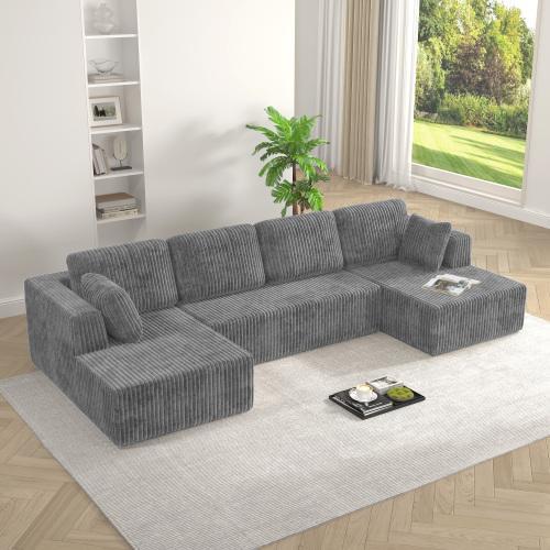 【3 Packs Shipped】[2 Free Pillows] Niccae Large U-Shaped Sectional Sofa