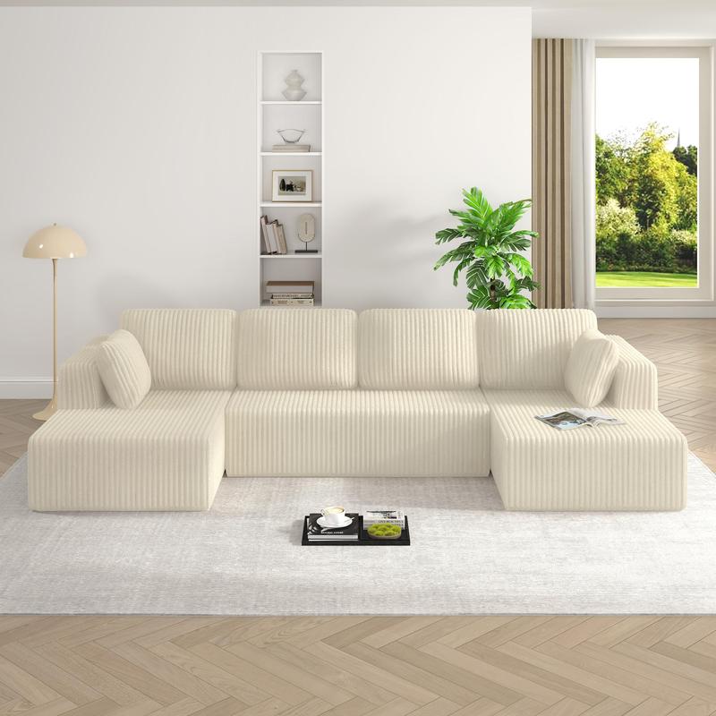 【3 Packs Shipped】[2 Free Pillows] Niccae Large U-Shaped Sectional Sofa