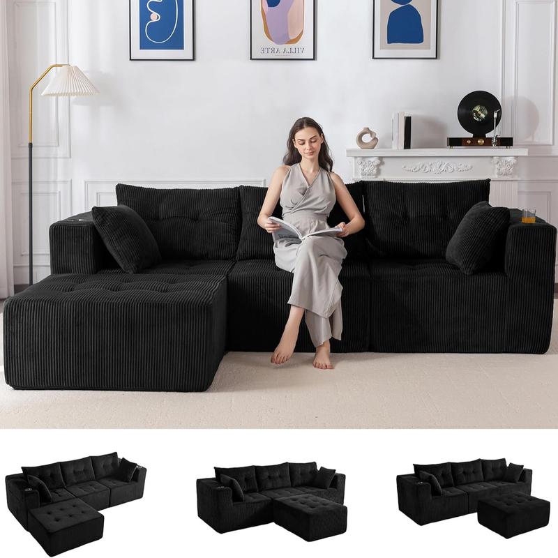 Modular Sectional Couch with L-Shape Chaise