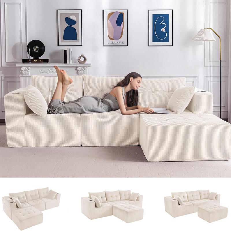 Modular Sectional Couch with L-Shape Chaise