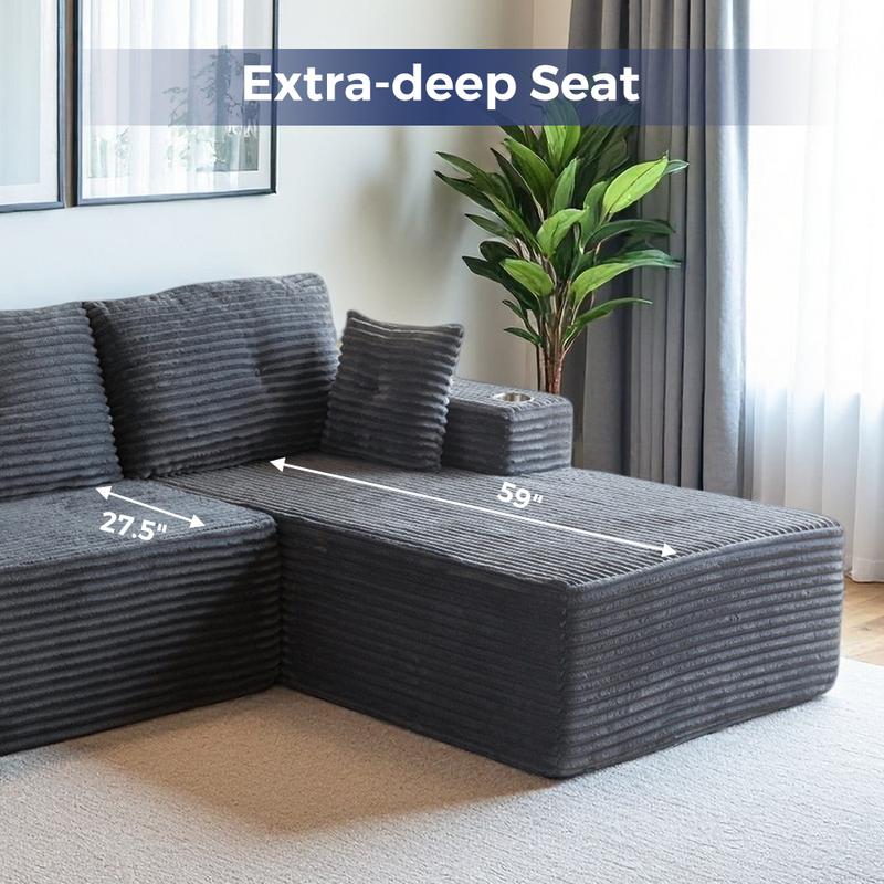 Modular Sectional Couch with L-Shape Chaise