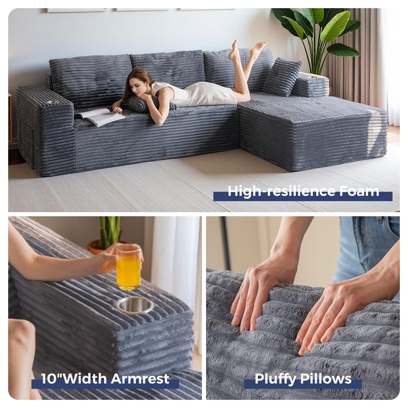 Modular Sectional Couch with L-Shape Chaise