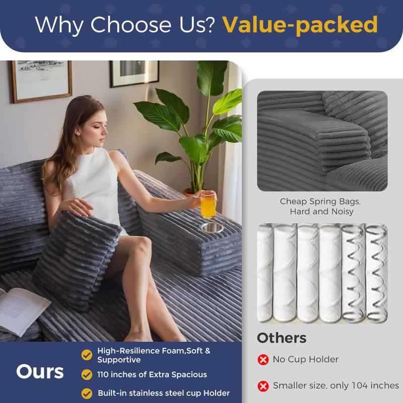 Modular Sectional Couch with L-Shape Chaise