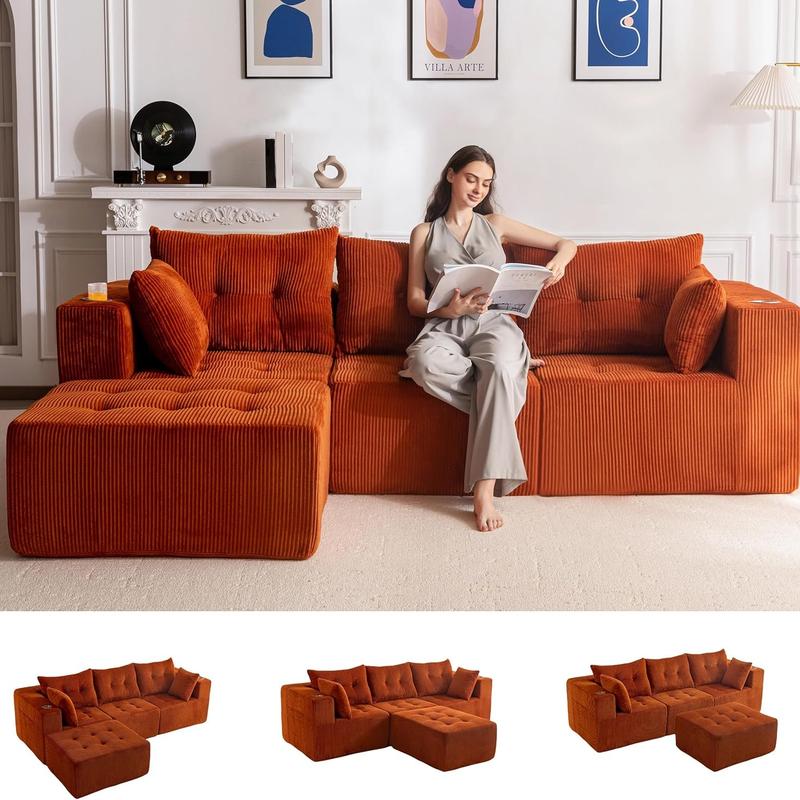 Modular Sectional Couch with L-Shape Chaise