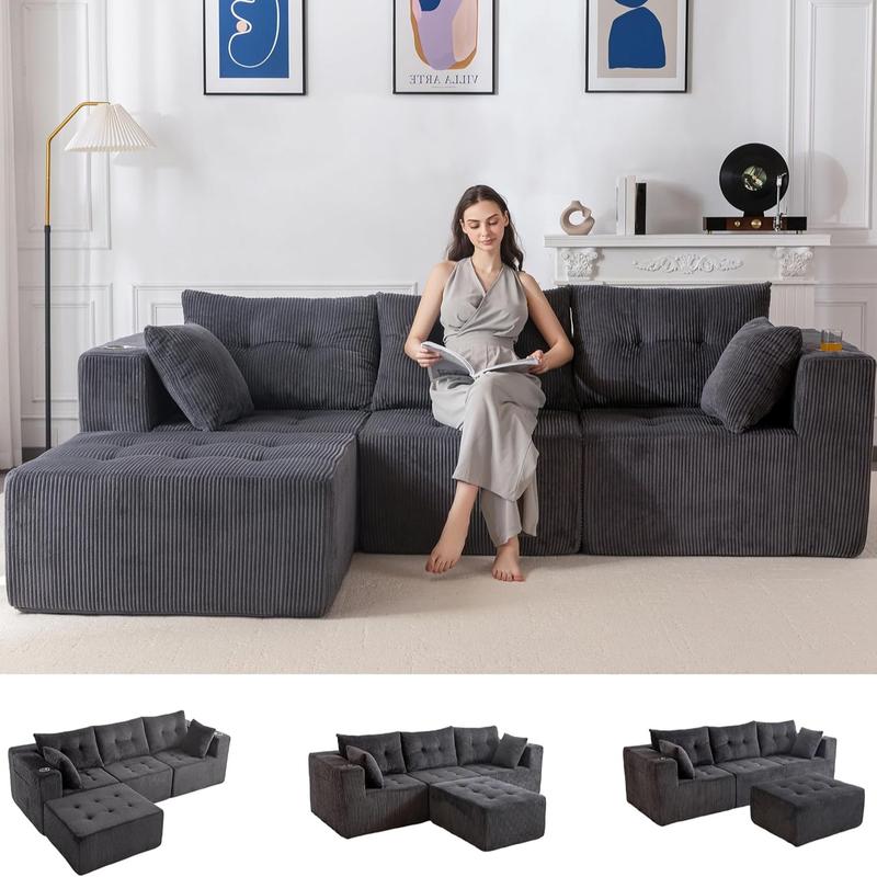 Modular Sectional Couch with L-Shape Chaise