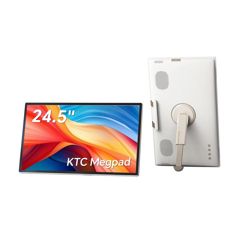 KTC 25'' 1080p MegPad A25Q5 Portable TV Touchscreen Monitor, Qualcomm 8-core CPU 8GB+128GB, Android 14, Google EDLA Certification, 8MP Camera, 2*8W+2*4W Speakers, Remote Control, Built-in Battery 5000mAh+Wi-Fi 5 for Outdoor, Camping,Travel