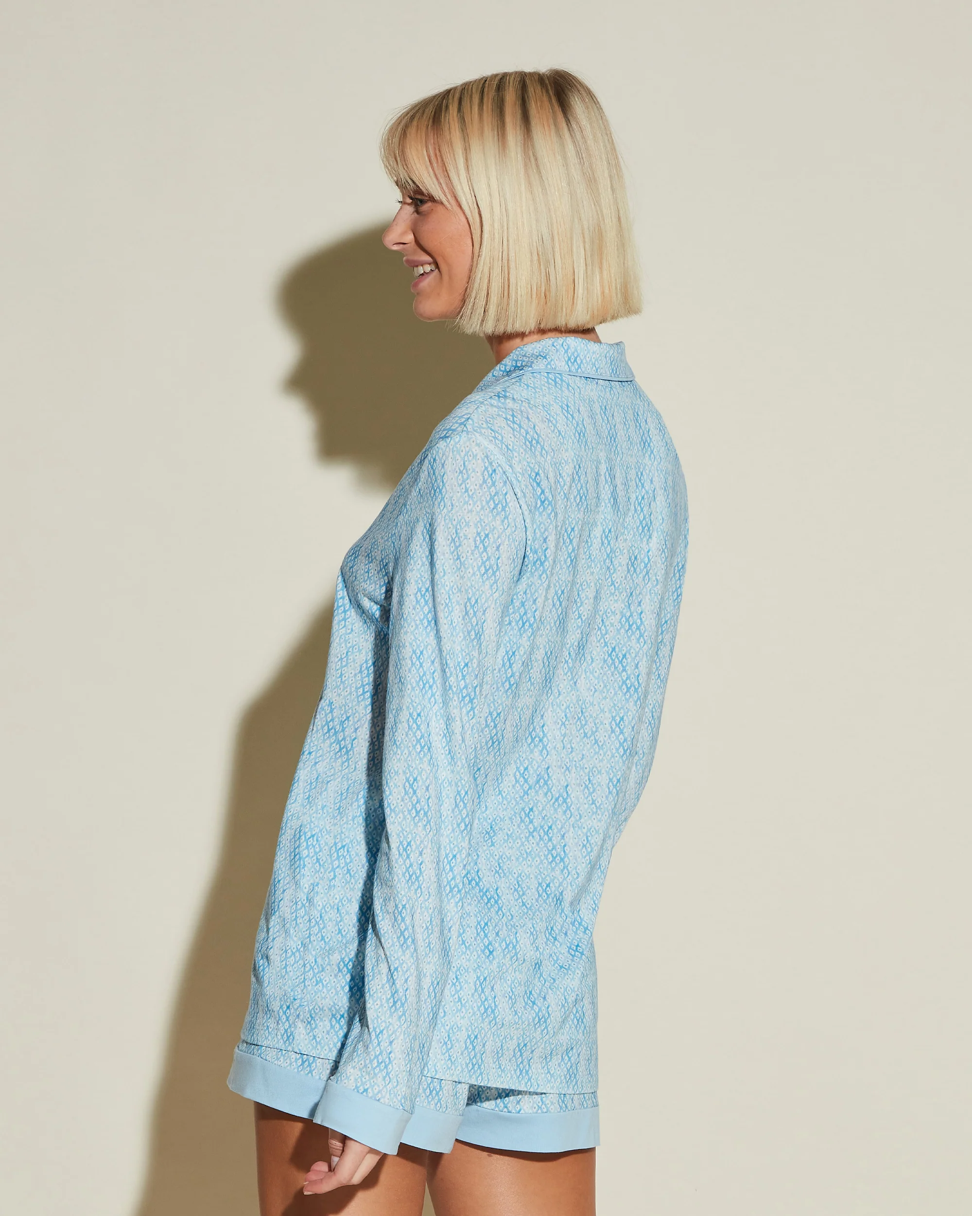 Printed Long Sleeve Top & Boxer Pajama Set