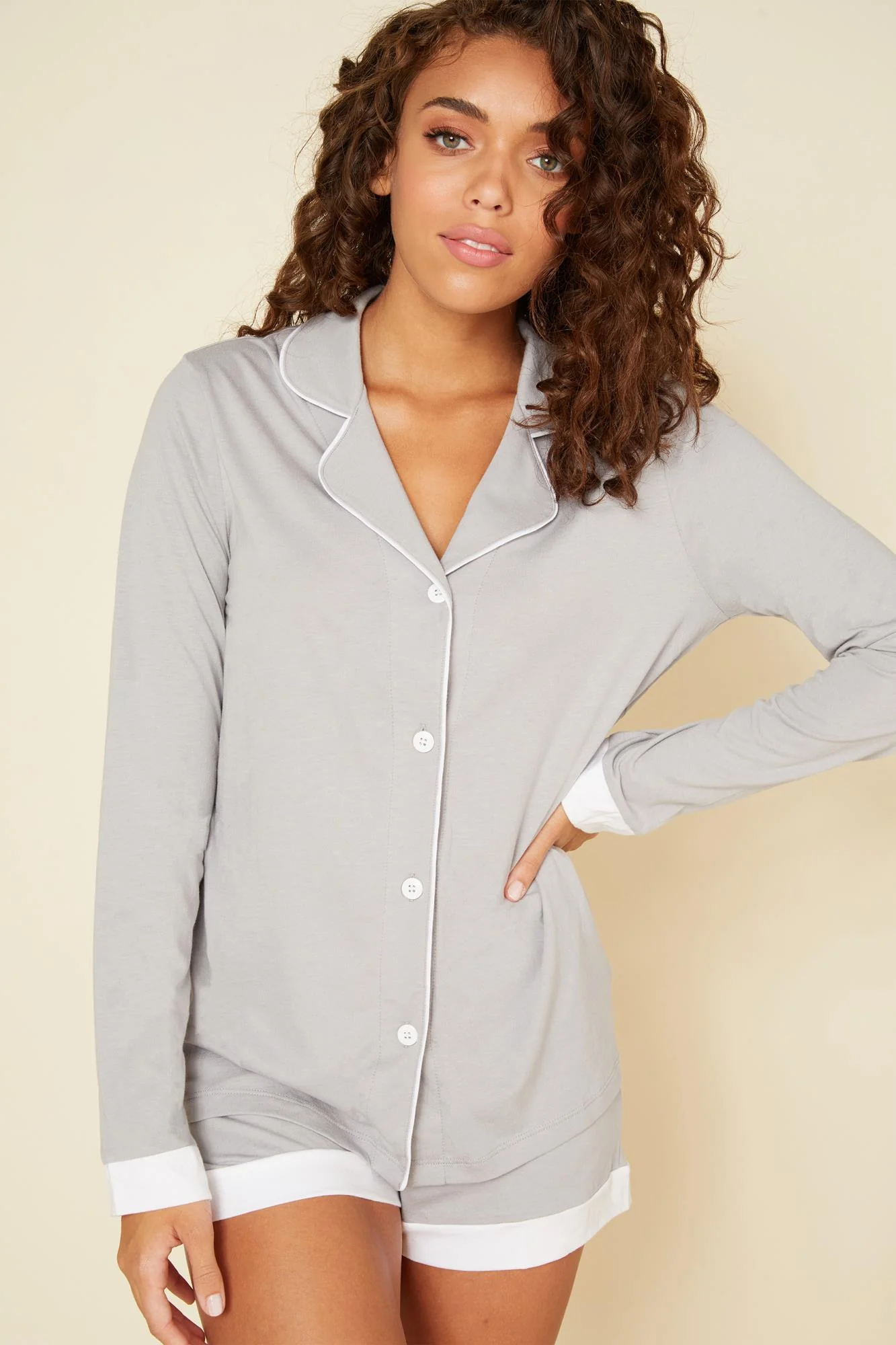 Long Sleeve Top & Boxer Pajama Set