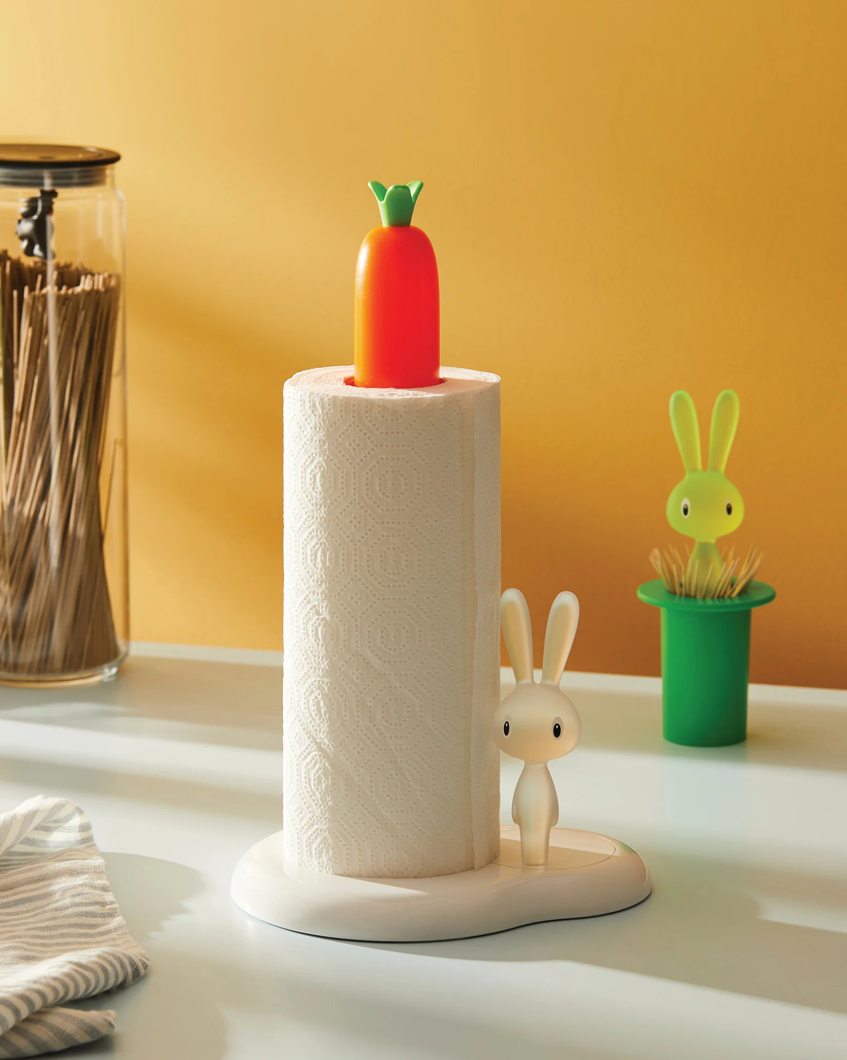 Bunny & Carrot Kitchen roll holder Design Stefano Giovannoni