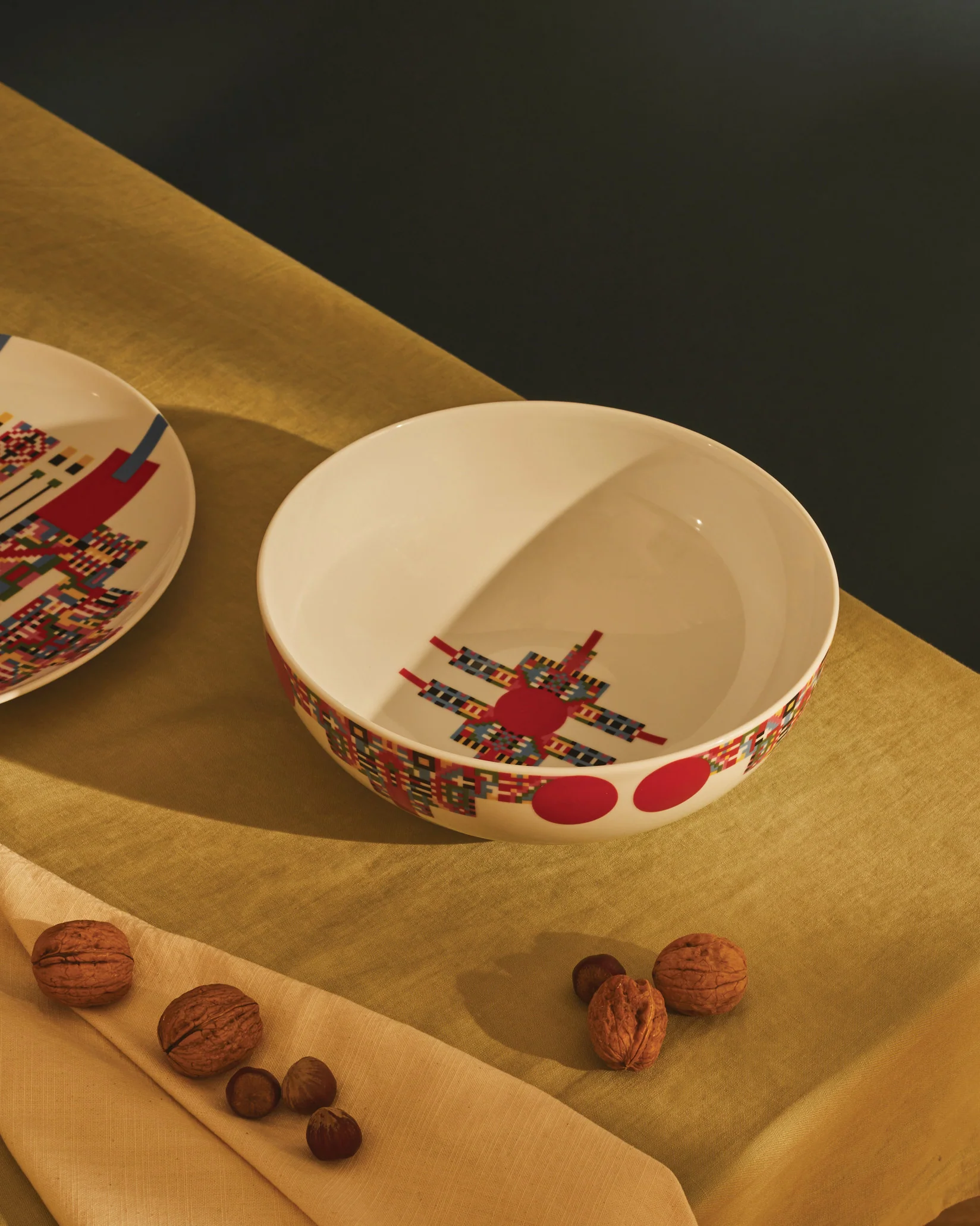 Holyhedrics Pastry and nut bowl in decorated porcelain Design Elena Salmistraro