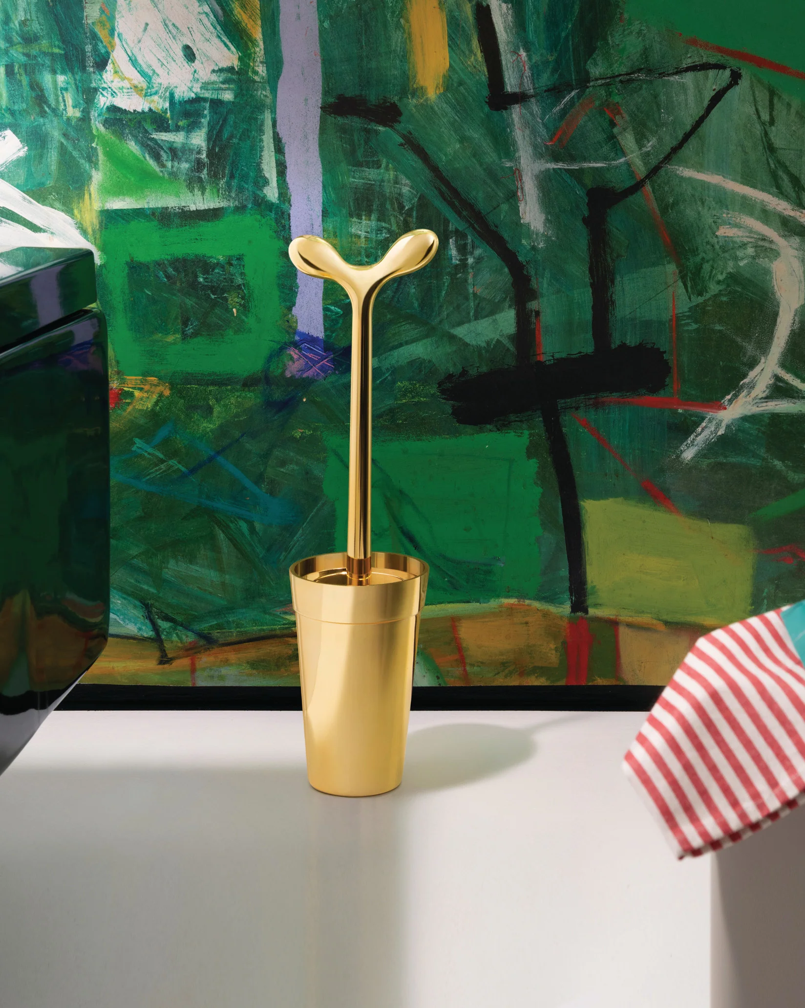Merdolino Gold Toilet brush Design Stefano Giovannoni