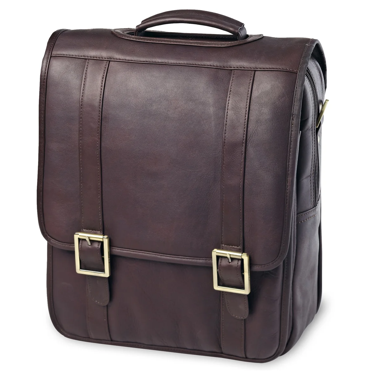 Leather Upright Porthole Briefcase Backpack