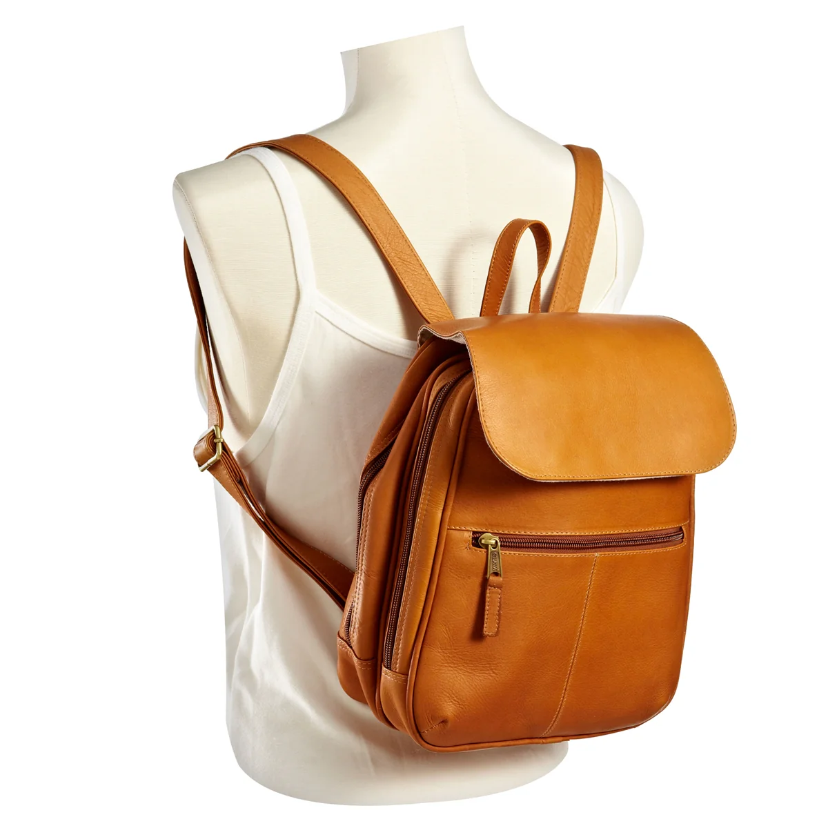 Leather Flap Organizer Backpack