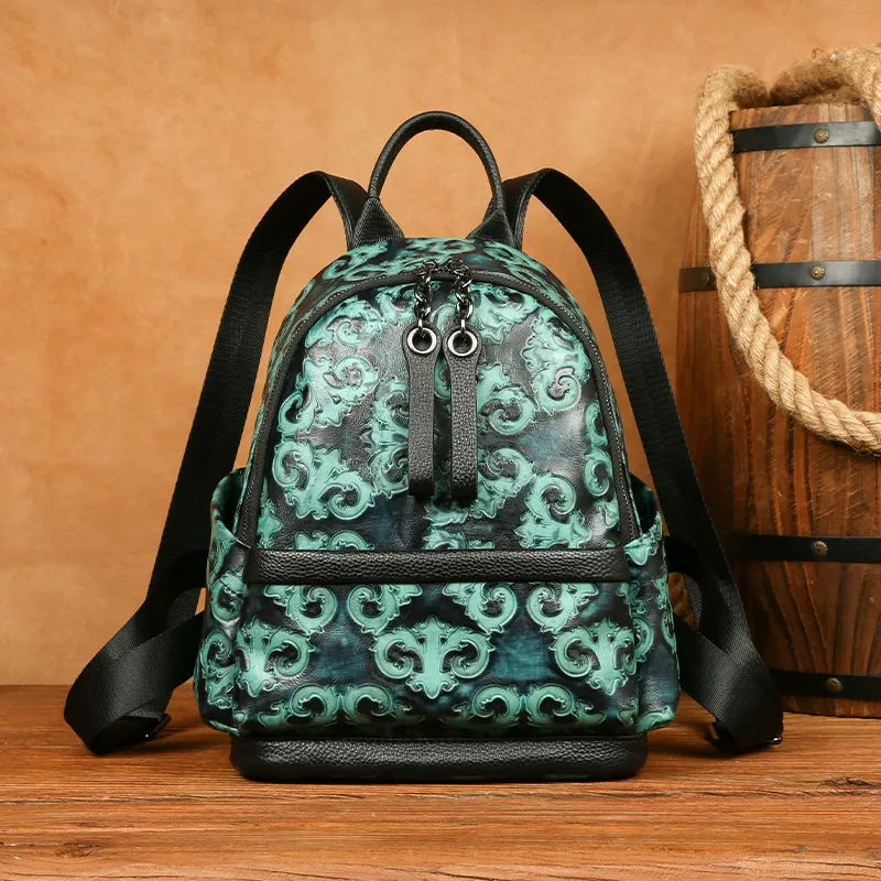 Handcrafted Carved Leather Backpack