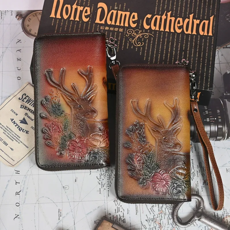 Retro Deer Pattern Leather Phone Wallet