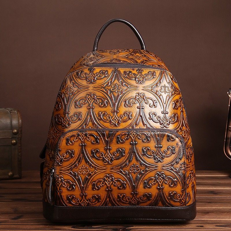 Heritage Embossed Leather Backpack