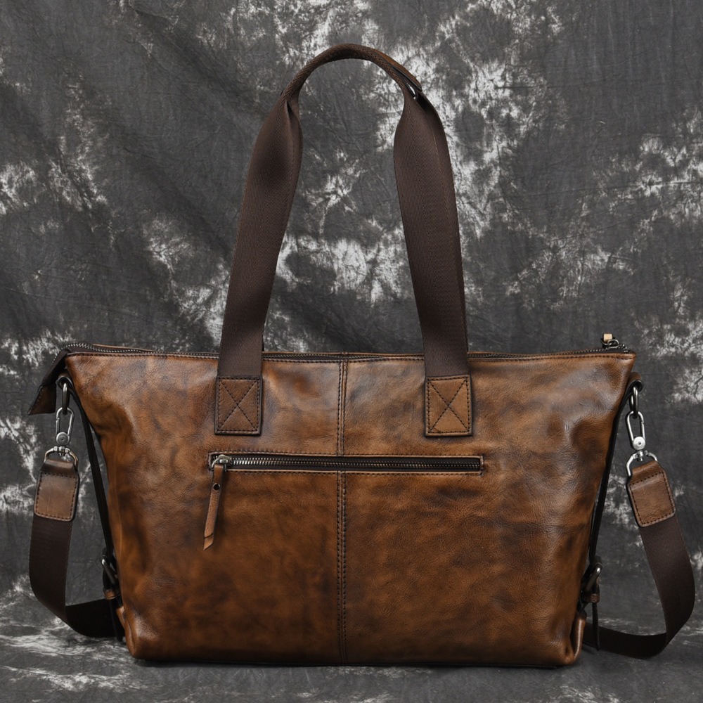 Retro Handmade Leather Weekender Tote Bag