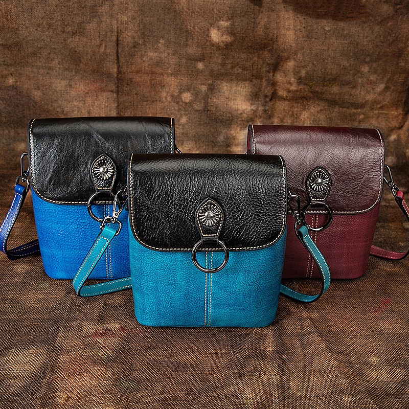 Handcrafted Two-Color Leather Mini Crossbody