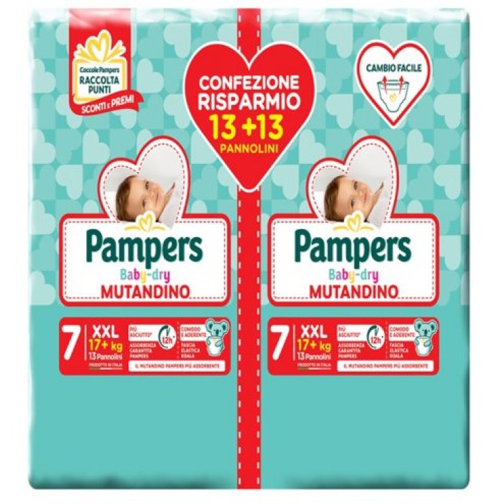 Mutandino Baby-Dry 7 XXL Duo Pampers 26 Pezzi