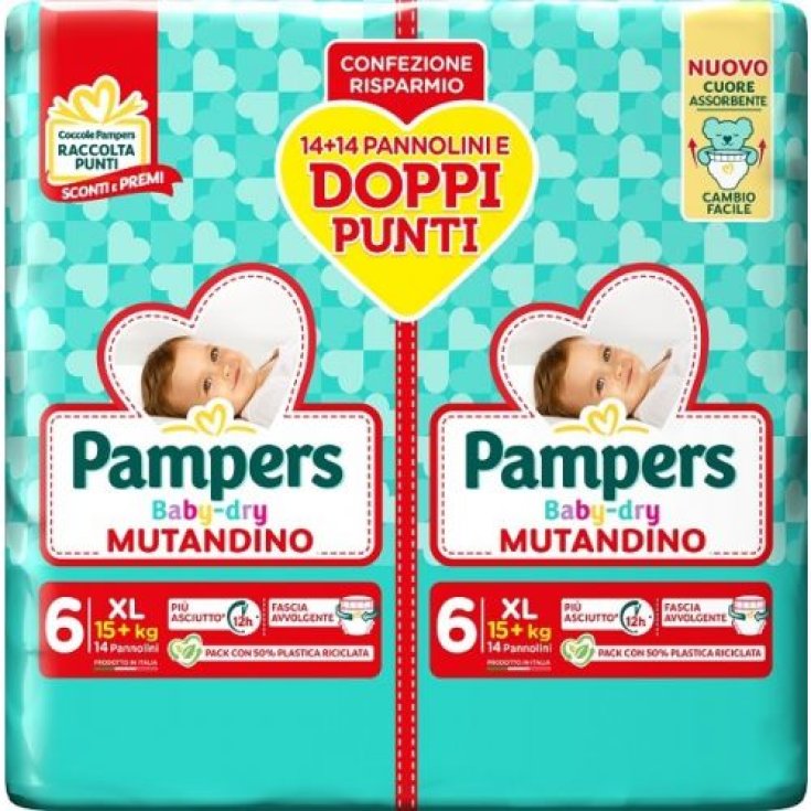 Pampers Baby Dry Mutandino Tg.6 XL Duo 14+14 Pezzi