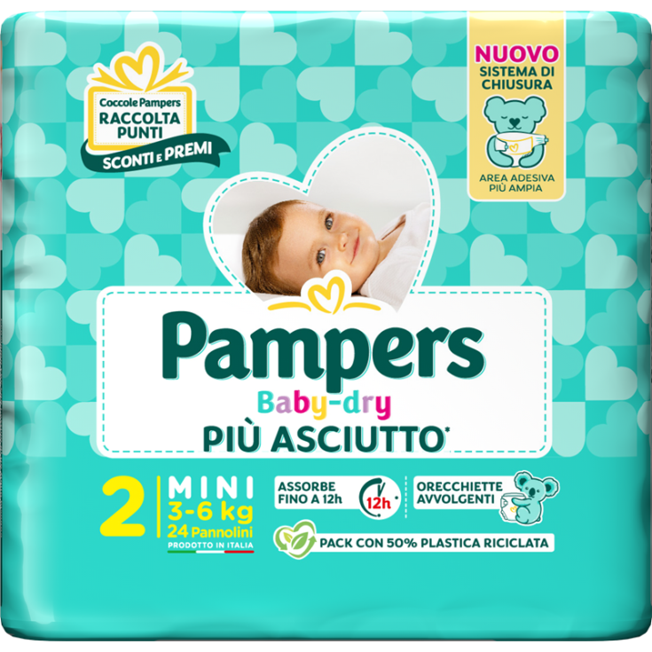 Pannolino Baby Dry Downcount 2 Mini Pampers 24 Pezzi