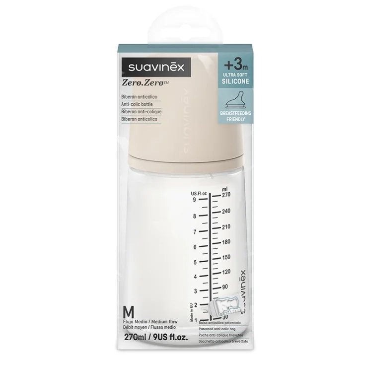 Zero Zero Biberon Silicone 270ml Flusso Medio Light Nude Suavinex