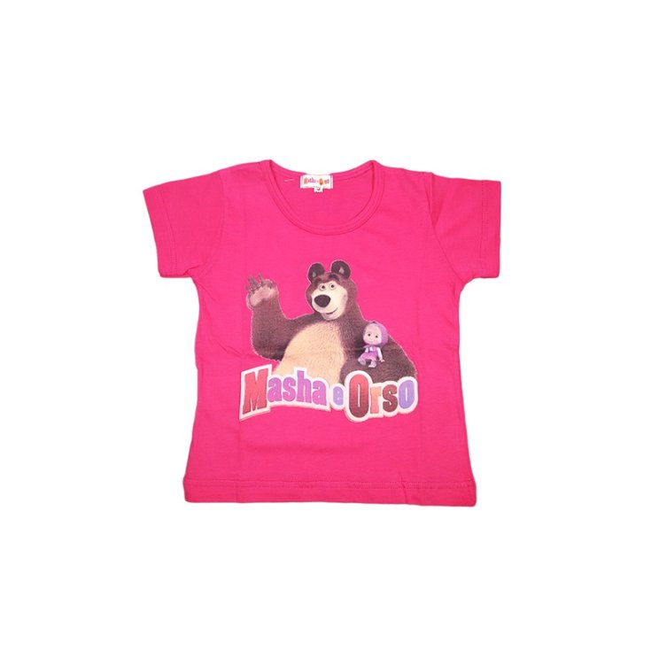T-shirt maglia maglietta bimba bambina Masha e Orso fucsia 7A