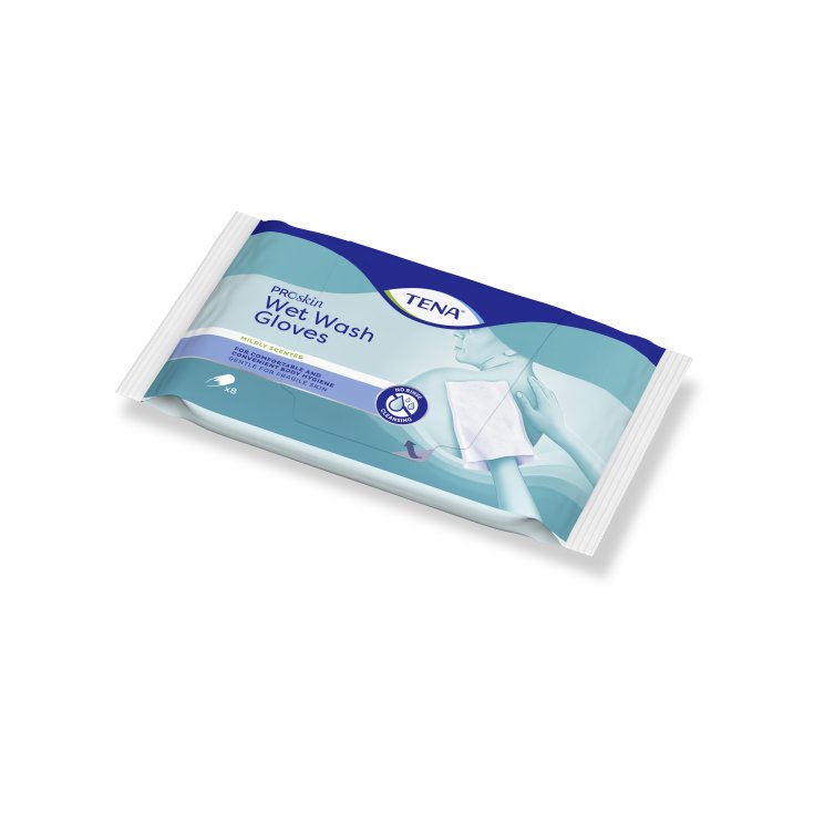 Tena Wet Wash Glove Guanti Per La Pulizia Quotidiana Del Corpo 8 Pezzi