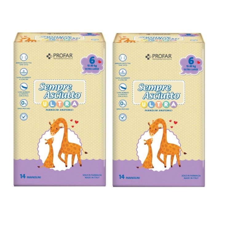 Pannolini Sempre Asciutto Ultra Tg.6 (15-30Kg) Profar 2x14 Pezzi