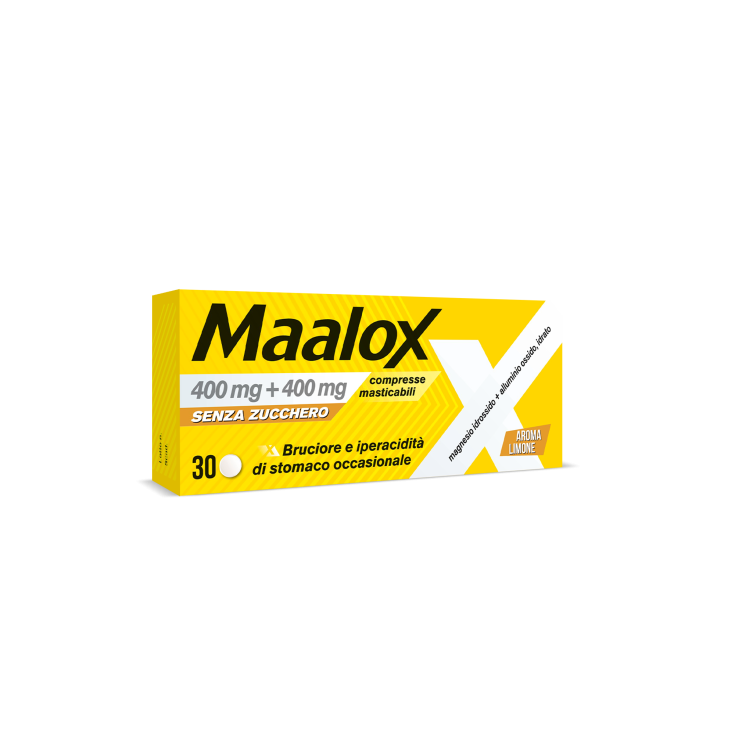 Maalox 400 mg + 400 mg 30 Compresse Masticabili Senza Zucchero