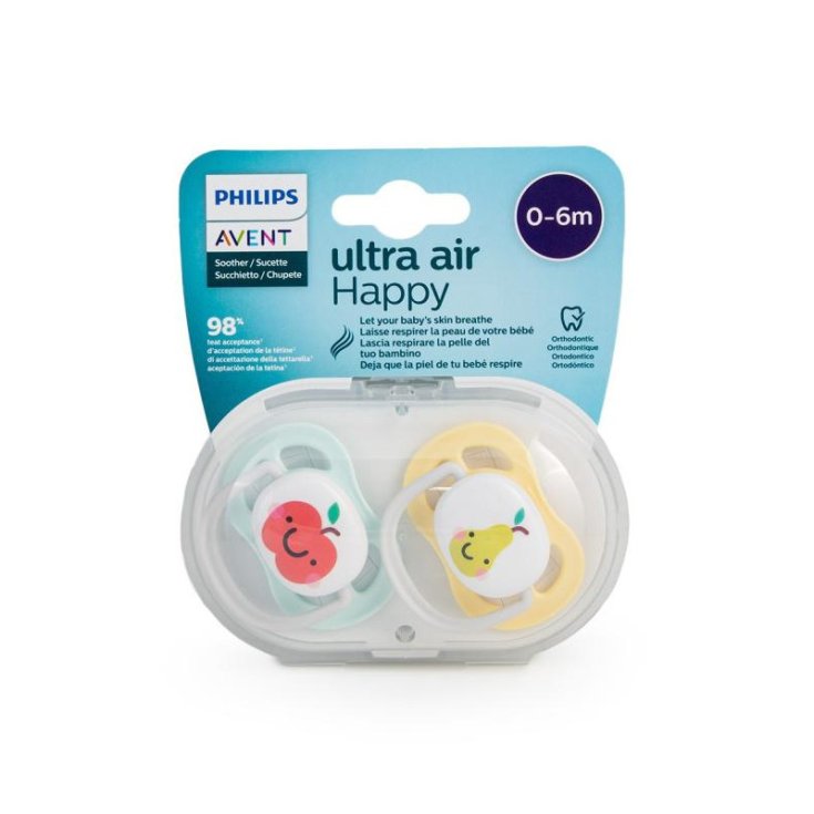 Succhietto Happy Ultra Air 0-6m Neutro/Frutta Avent 2 Pezzi