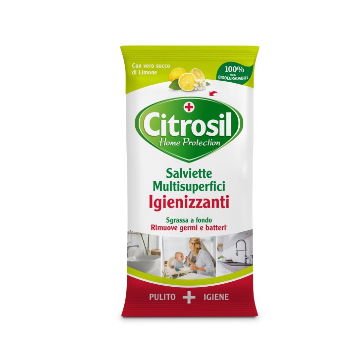 Salviette Multisuperfici Igienizzanti Al Limone Citrosil Home Protection 40 Panni