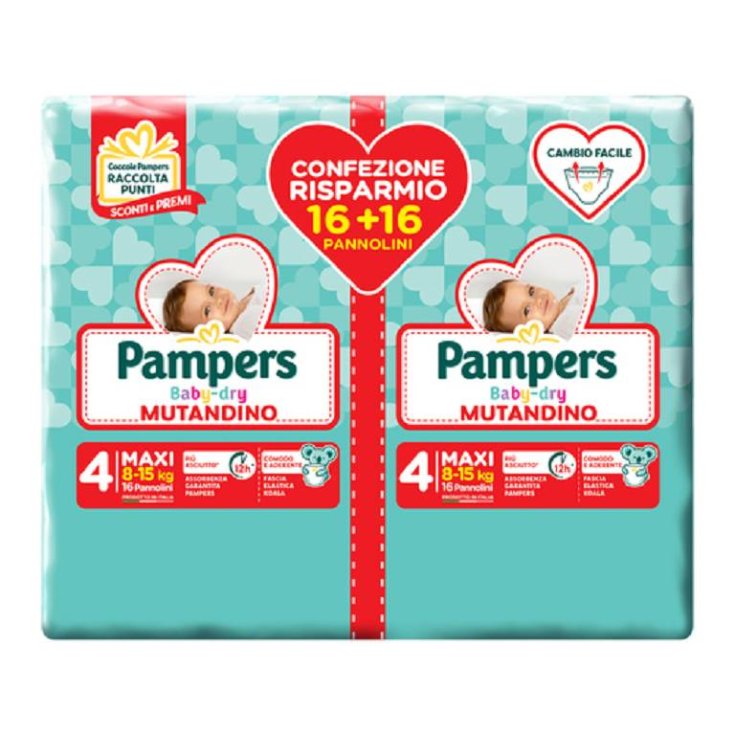 Mutandino Tg.4 Maxi Pampers Baby Dry Duo 16+16 Pezzi
