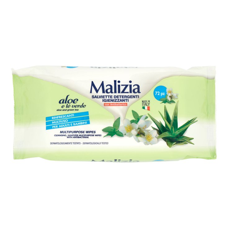 Aloe e Tè Verde Salviette Multiuso Malizia 72 Pezzi