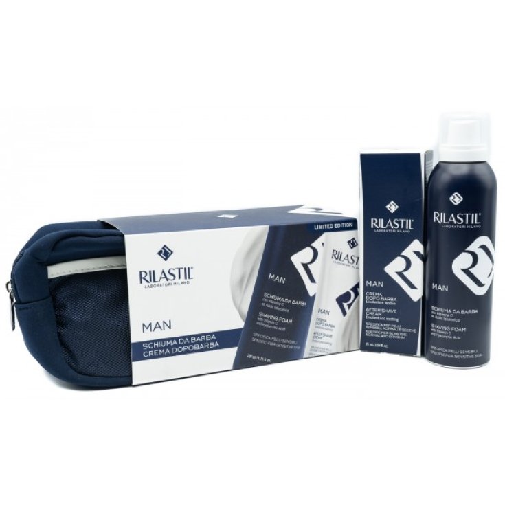 Man Trattamento Completo Per La Rasatura Pochette Schiuma Da Barba+Crema Dopobarba Rilastil®