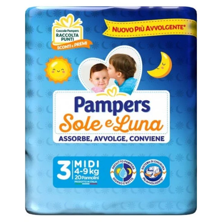Pannolino Sole & Luna Più Avvolgente Midi Pampers 20 Pezzi